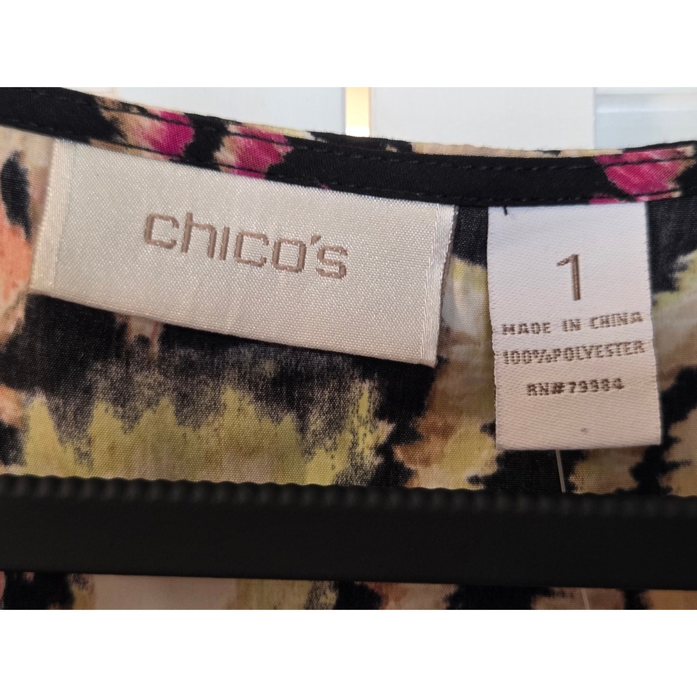 Chico's Diametric Diamonds Gloria SL Tank 1 M Fatigue Orange Purple Geometric - Picture 2 of 4